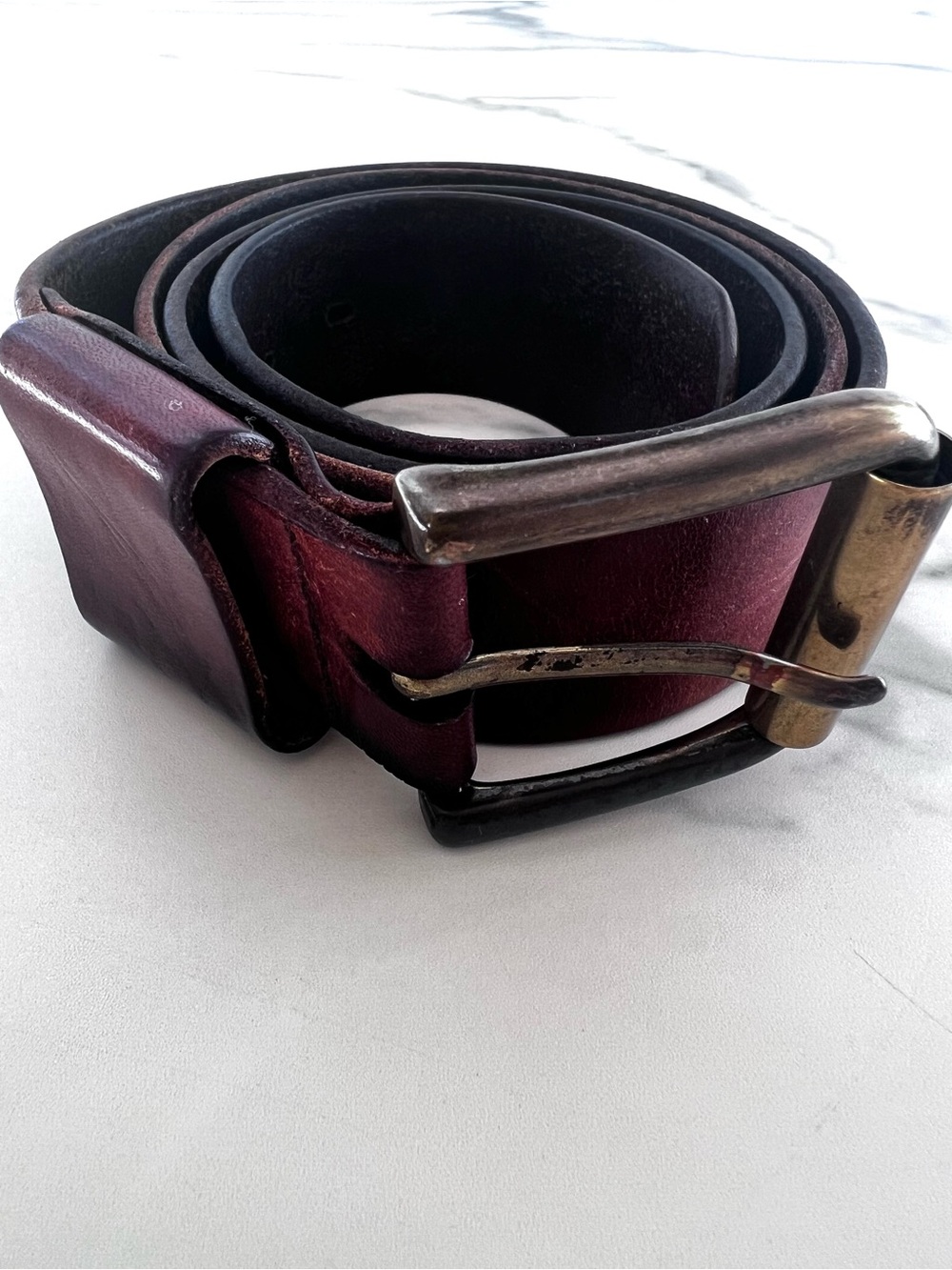 Vintage Banana Republic Full Grain Thick Brown Leather Belt 1990s Size 38 - 42